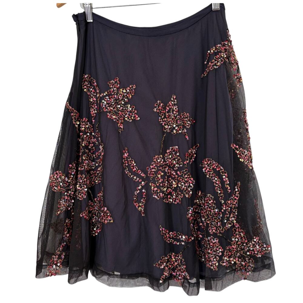 FRENCH CONNECTION Floral Sequin Embellished Tulle Skirt Party Holiday Size 6